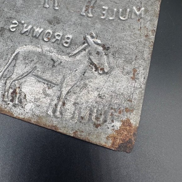 1920s Browns Mule Chewing Tobacco Tin Stamp Press Plate Advertising Rustic Decor - Picture 6 of 8